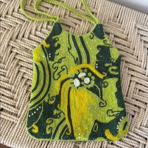 Green and Yellow Beaded Handbag